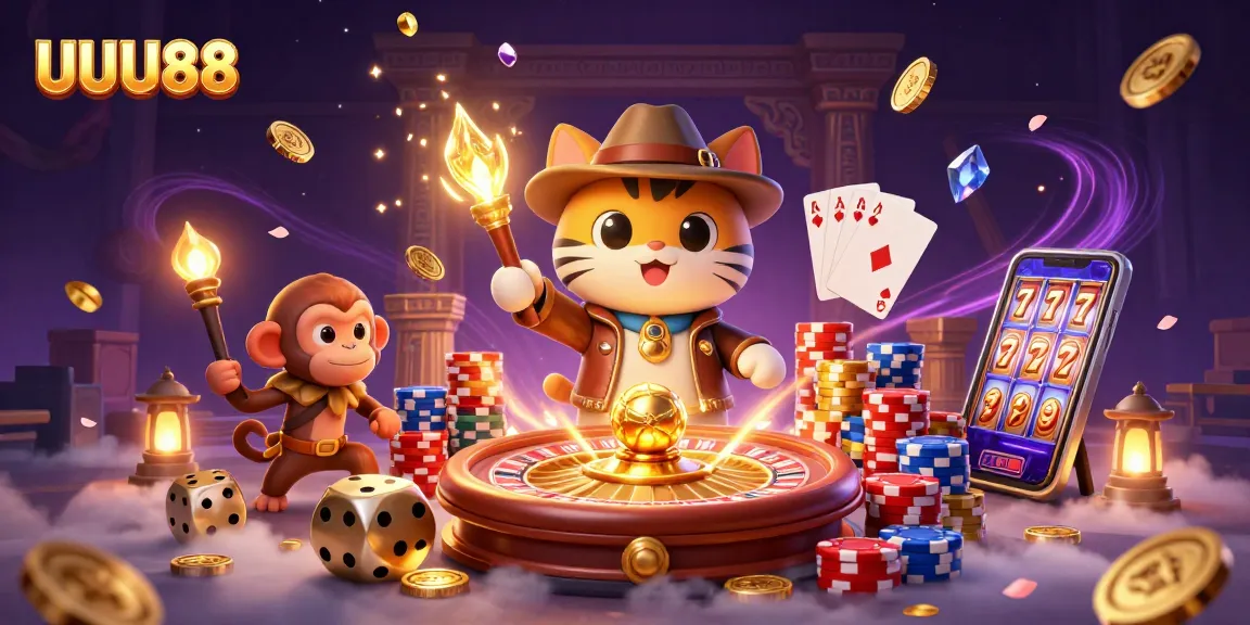 Experience the excitement of UUU88 casino adventures with vibrant 3D characters and gaming elements.