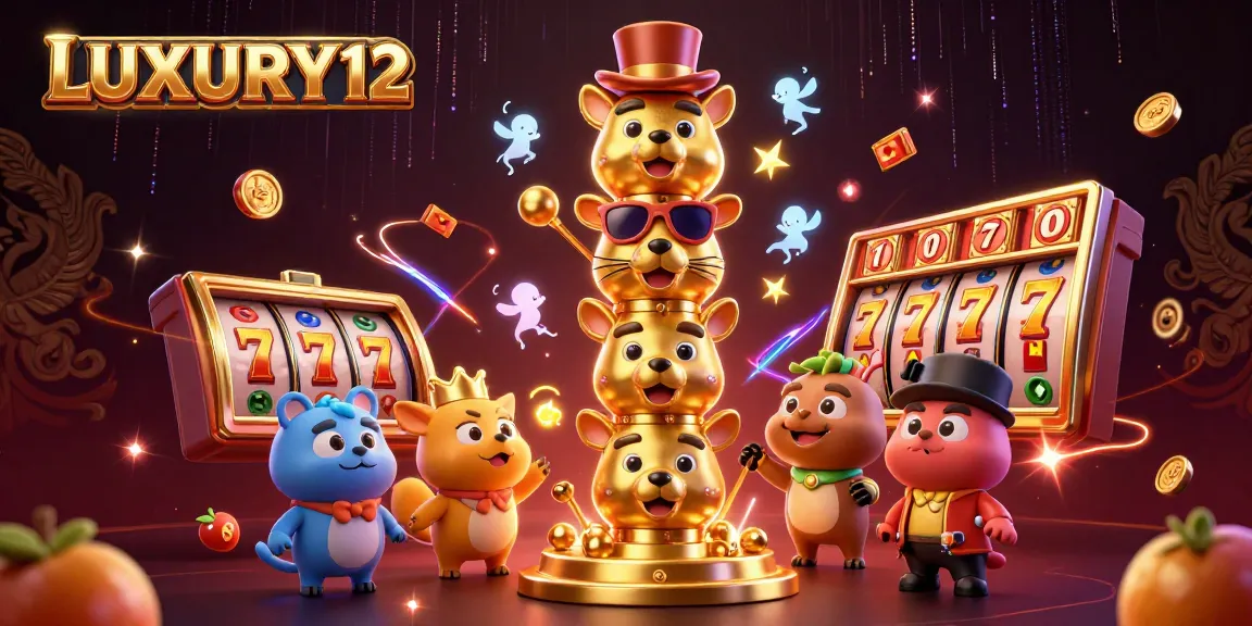 Experience the thrill of winning with LUXURY12 as vibrant slot symbols surround a mystical totem pole.