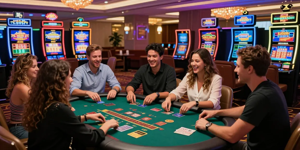 Diverse group of players at https://thegbhouse.co.uk/ enjoying an exciting online casino atmosphere with credit card games.