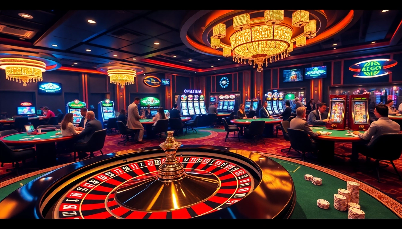 Experience the thrill of Ketquaxoso in a bustling casino, highlighting roulette and enthusiastic players.