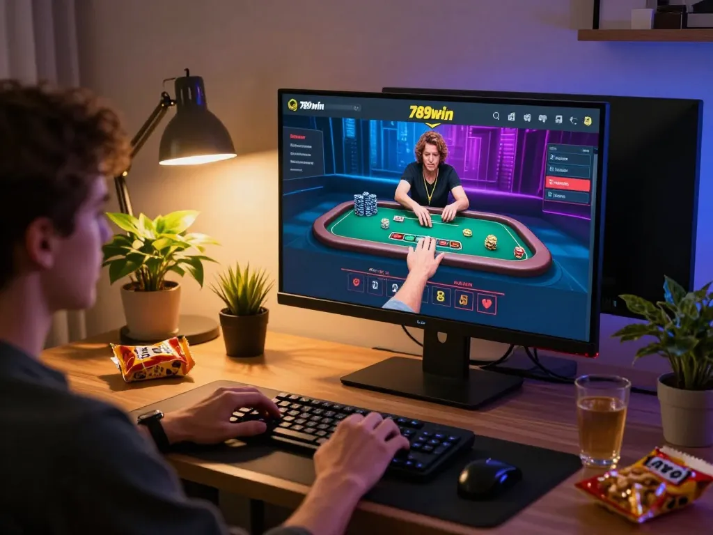 Engaging gameplay on the 789win club online casino interface with warm home lighting