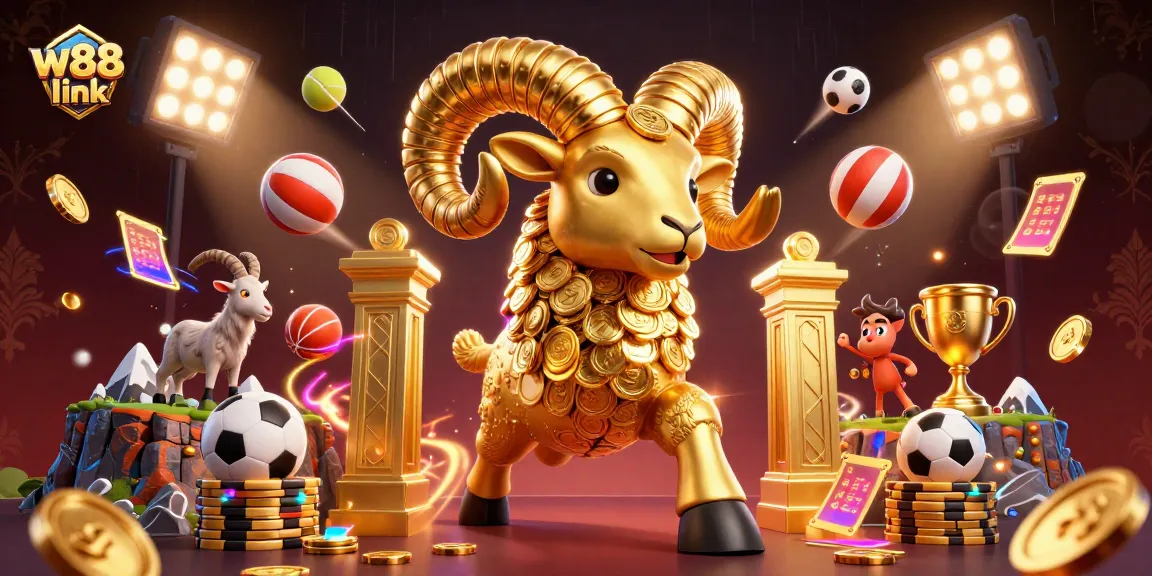 Engage with the excitement of sports betting through the w88 link in this vibrant 3D illustration.