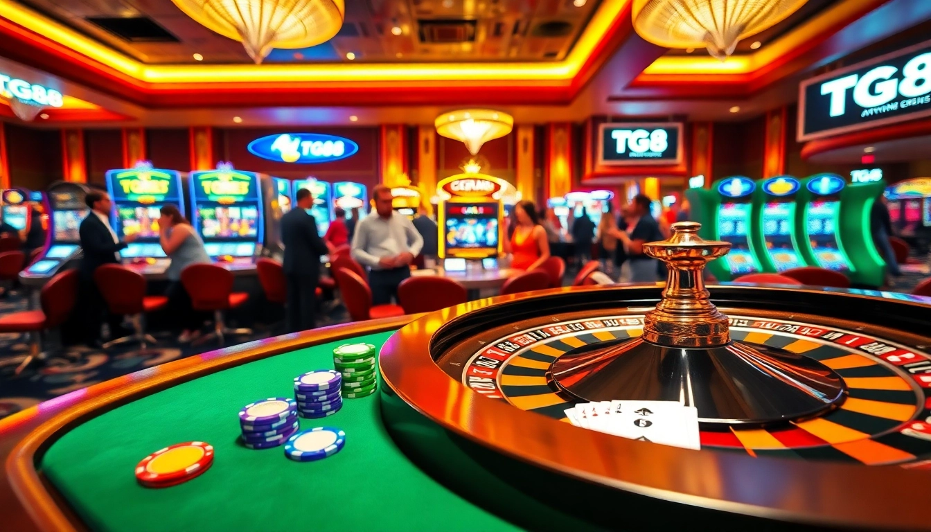 Experience thrilling gaming excitement at TG88 casino with vibrant tables and dynamic slot machines.