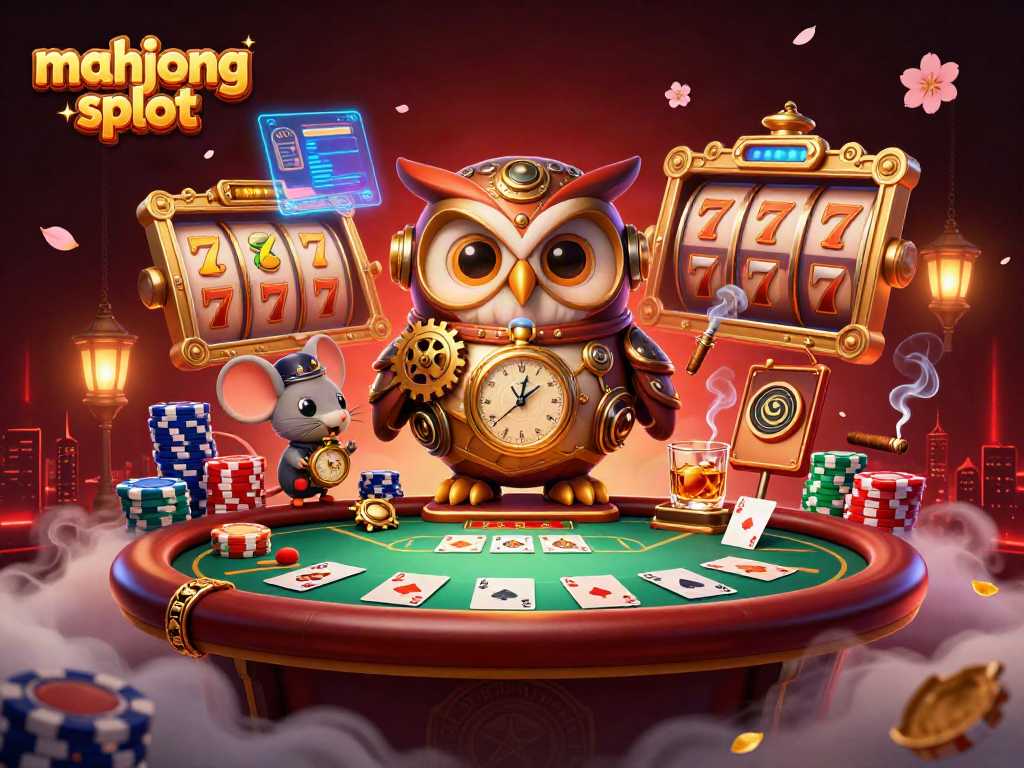 Engage with the mahjong slot experience featuring vibrant 3D characters and casino elements.