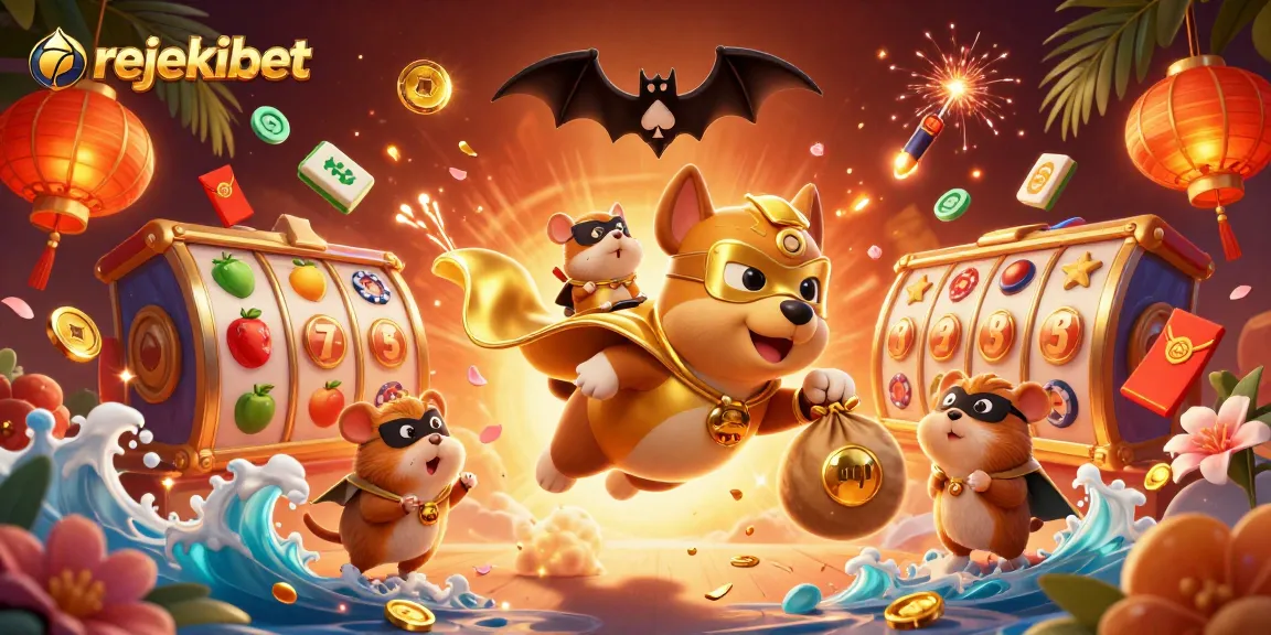 Win exciting jackpots on rejekibet with a dynamic 3D scene of vibrant characters and casino elements.