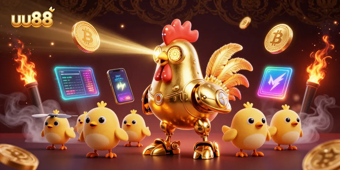 uu88 takes center stage in a vibrant 3D illustration, showcasing animated game elements and excitement.