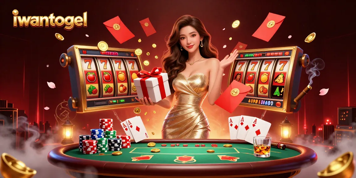 Experience the thrill at iwantogel with vibrant casino elements and a festive atmosphere.