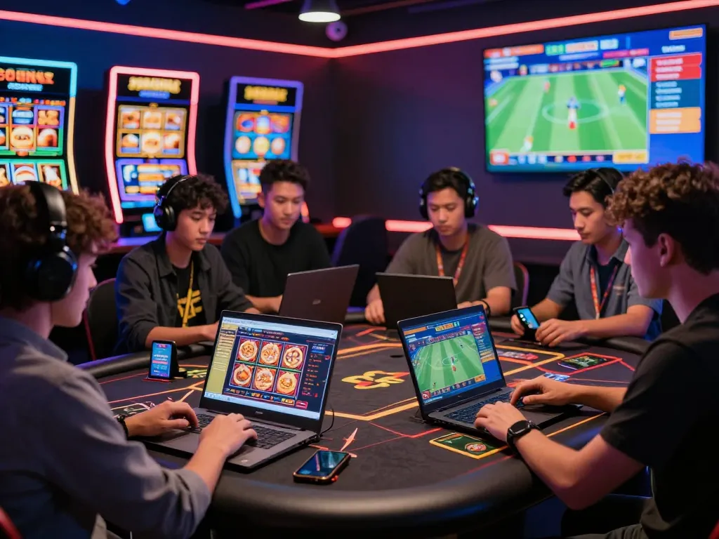 Dynamic gaming atmosphere on Luckywin88 showcasing players engaged in thrilling casino games.