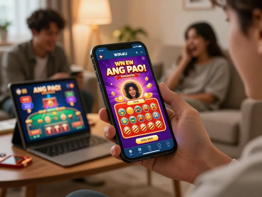 Exciting Ang Pao rewards event on WIN4U app showcases dynamic online gambling experience.