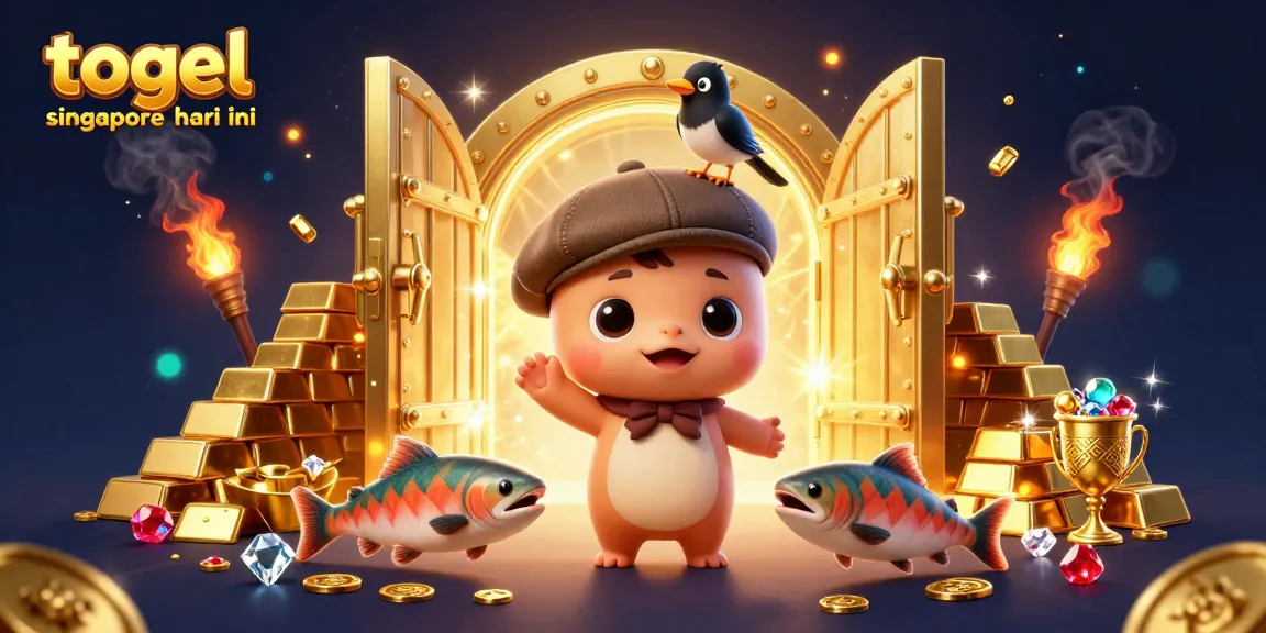 Togel singapore hari ini illustrated with a playful Nessie and treasures in a vibrant casino scene.