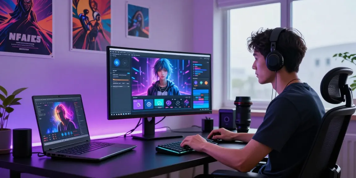 Engaging with NSFW AI technology in a modern digital workspace, showcasing vibrant features and atmosphere.