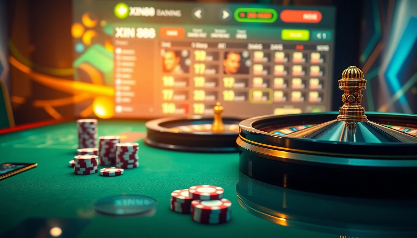 Cổng Game XIN88 offers thrilling online gambling experiences, showcasing an engaging casino environment.