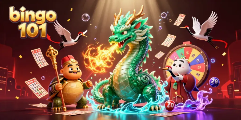 Engage with bingo 101 through colorful cards and dragons in an interactive gaming adventure.