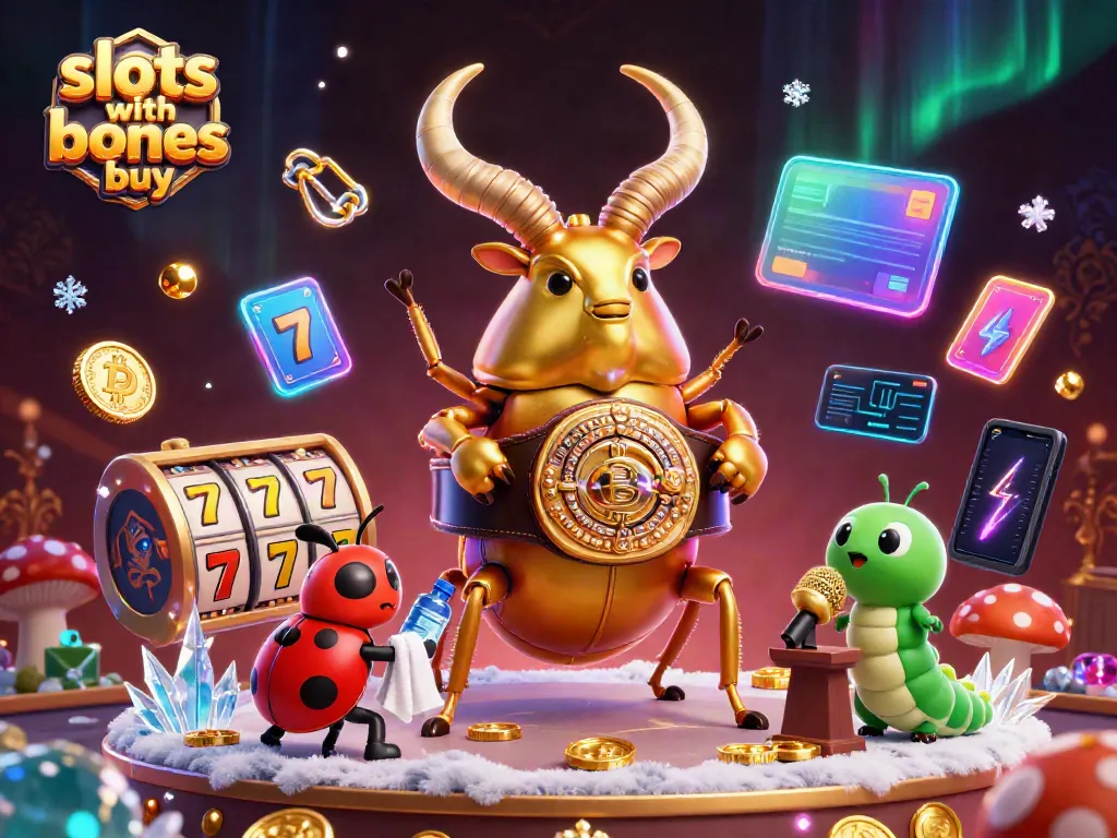 Experience thrilling slots with bonus buy featuring dynamic characters and engaging game elements in an action-packed 3D illustration.
