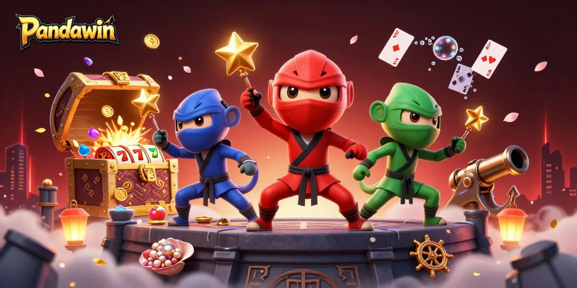 Skena permainan interaktif Pandawin dengan ninja chameleon yang menampilkan aksi slot yang mendebarkan.