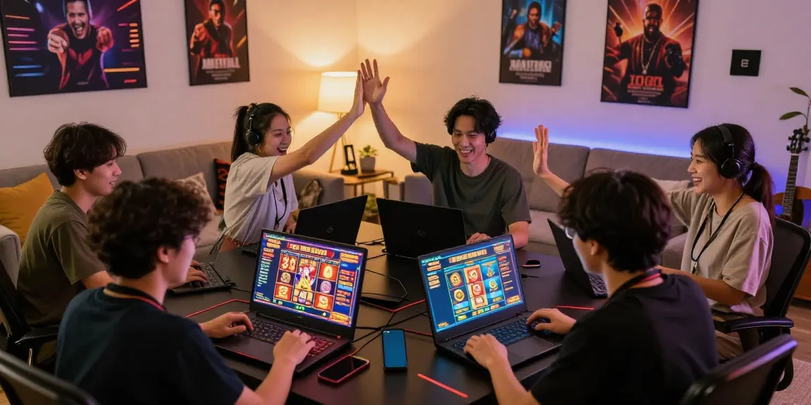 Komunitas bermain togel di https://honda555.net/ dengan pemain merayakan jackpot di ruang tamu modern.