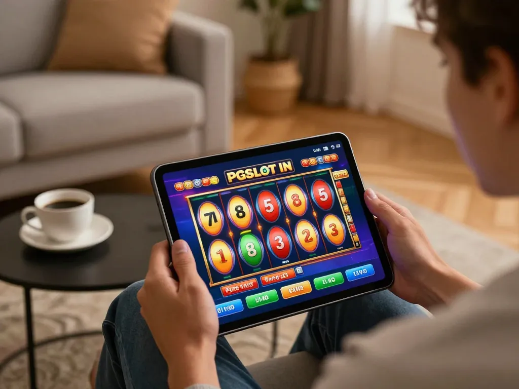 Engaging gameplay on PGSLOT IN mobile app showcasing colorful spinning reels.