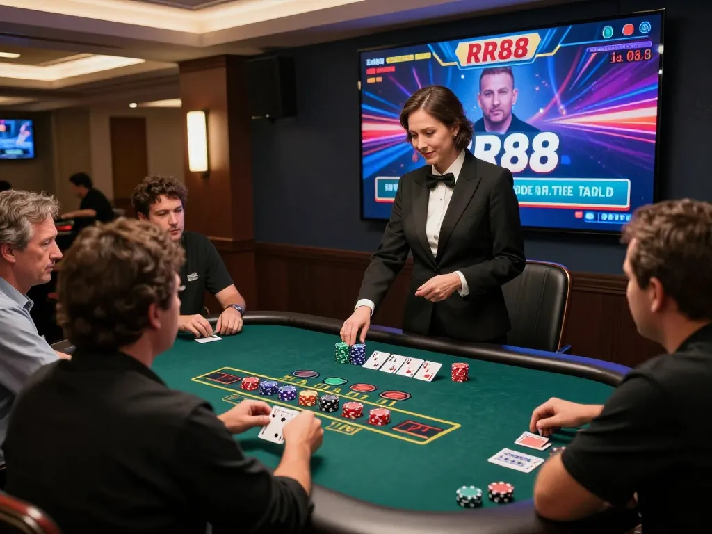 RR88 online casino live dealer blackjack session showcasing an engaging gaming atmosphere