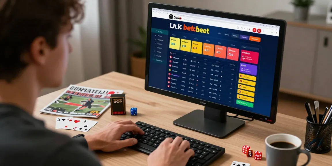 Engaging user on the betebet platform for online betting in a vibrant home office setting.