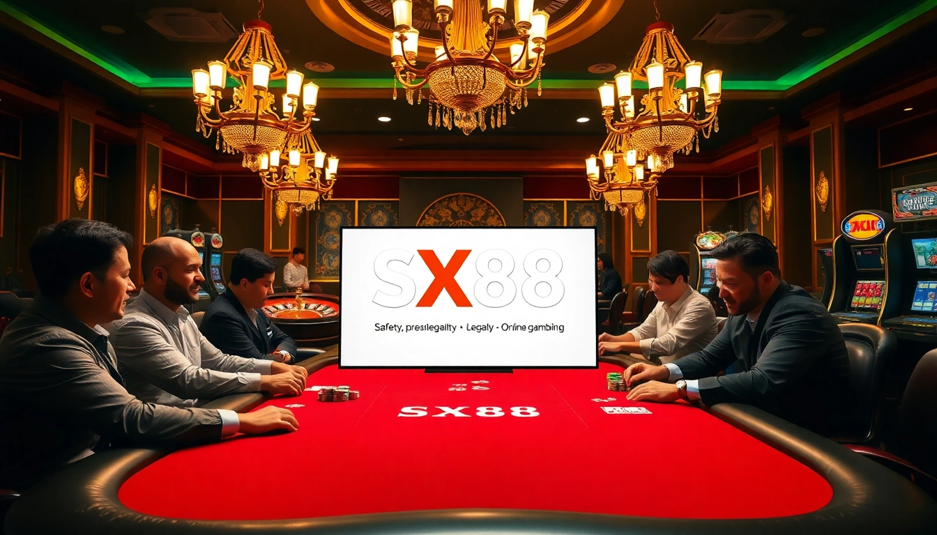 Players enjoying high-stakes poker at SX88.gold, showcasing a vibrant casino atmosphere.