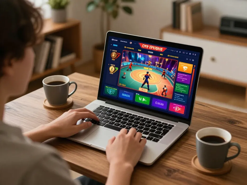 Betting on online casino games at https://rr888.shopping/ in a cozy home setting with warm lighting.