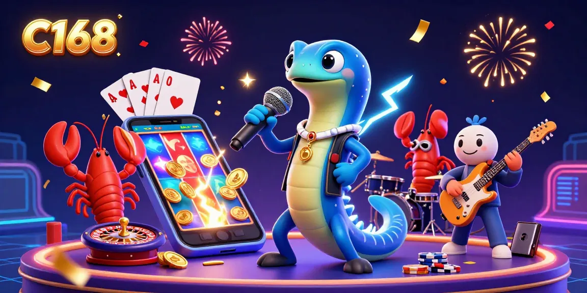 C168 captures thrill with a DJ electric eel and band in an underwater casino, showcasing lively action and vibrant casino elements.