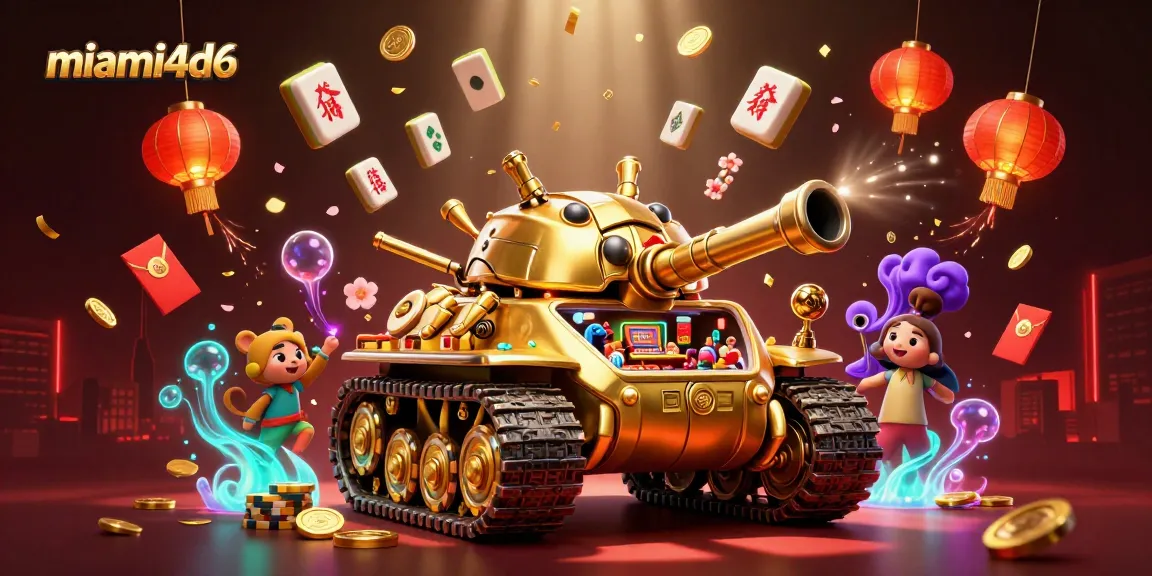 Engage with miami4d6's magical casino world inside a stunning golden beetle tank, bursting with excitement.