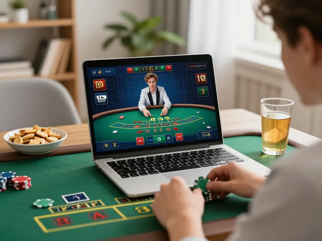 Kuwin player engaged in live dealer blackjack, showcasing strategic gaming environment.