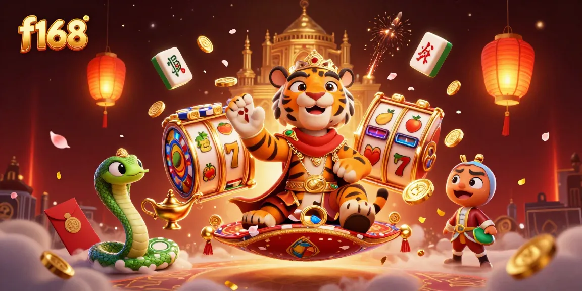 Play engaging slot games at f168 with a thrilling tiger sultan theme and vibrant casino elements in action.