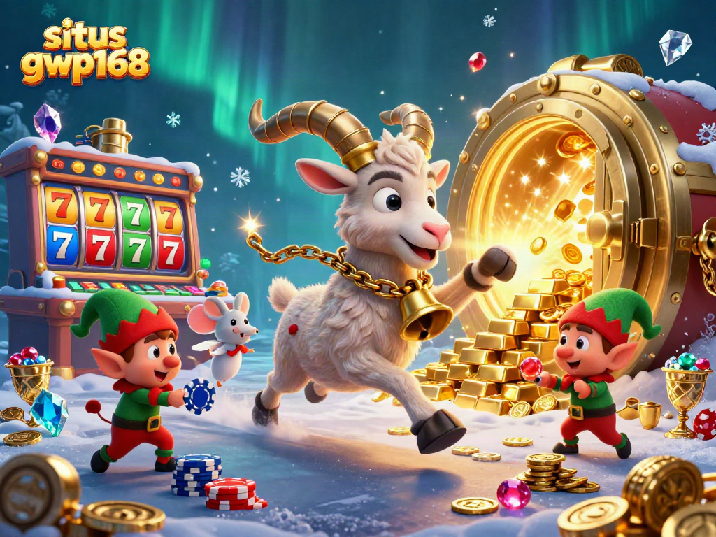 Ilustrasi 3D situs gwp168 menampilkan karakter kasino dengan elemen permainan slot yang ceria dan menggugah semangat.