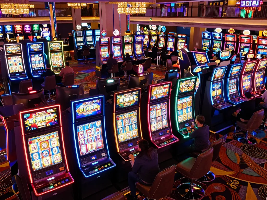 Players enjoying the thrilling kp88 slot machines in a glamorous casino atmosphere