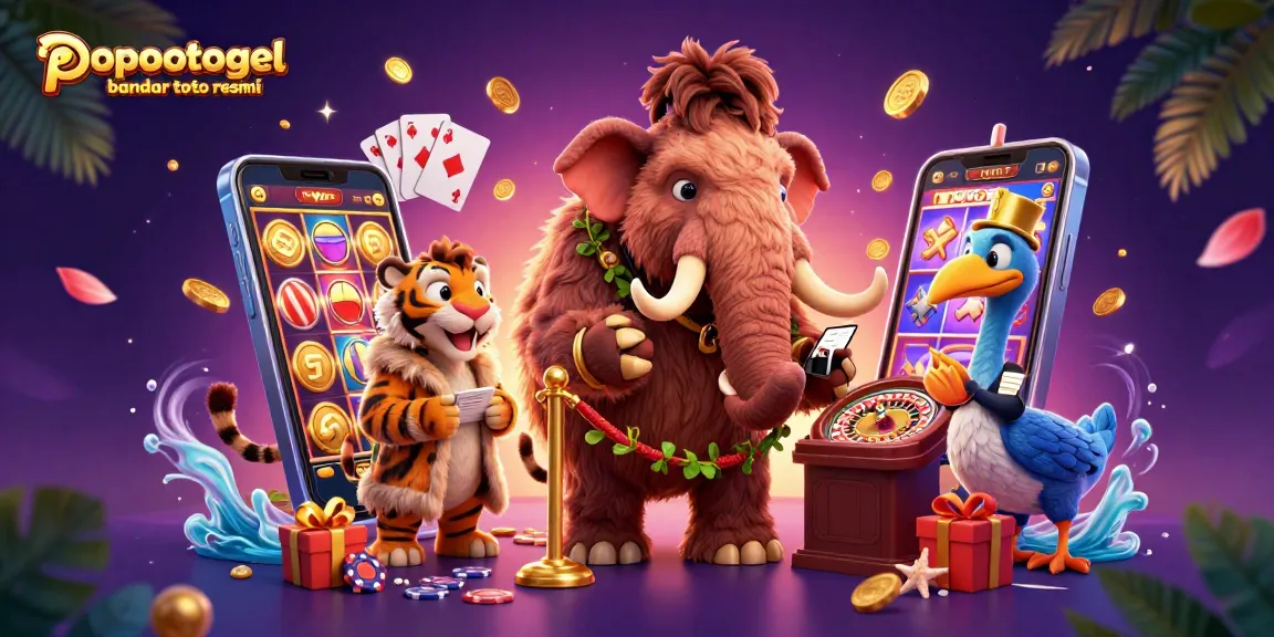 Engaging scene with popotogel bandar toto resmi featuring vibrant casino elements and playful characters.