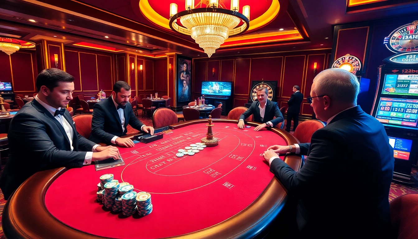 Experience the thrill of high stakes gameplay at 123bet's luxurious casino tables.