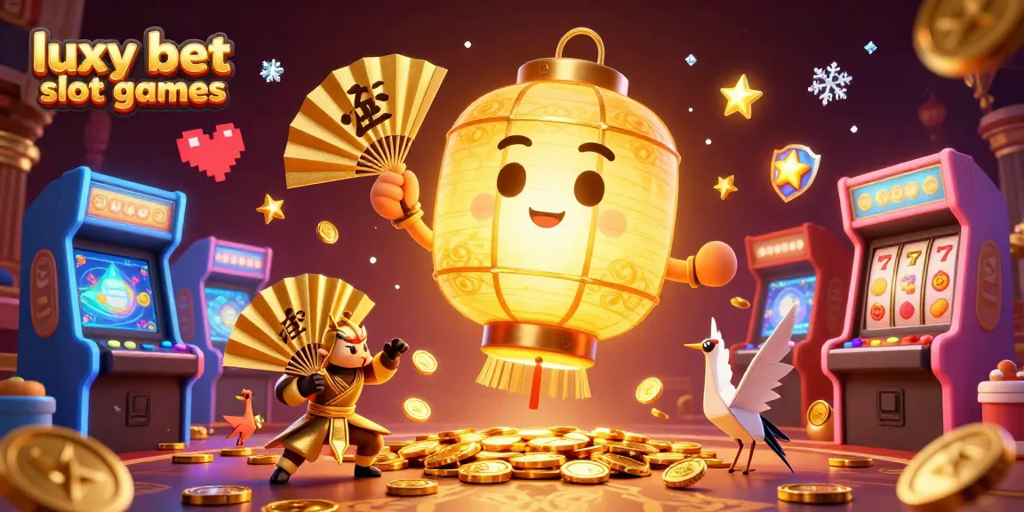 Experience engaging luxy bet slot games with vibrant 3D cartoon characters and gaming elements in an immersive casino scene.
