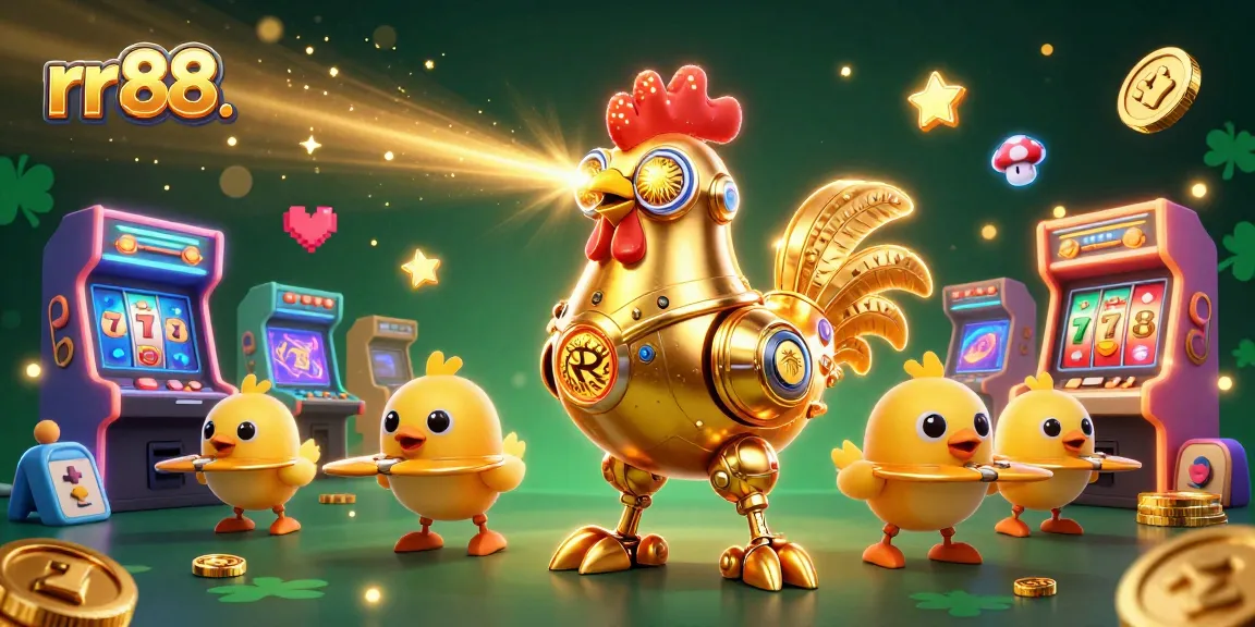 Experience thrilling gameplay with rr88., featuring golden rooster robots and electrifying casino games.
