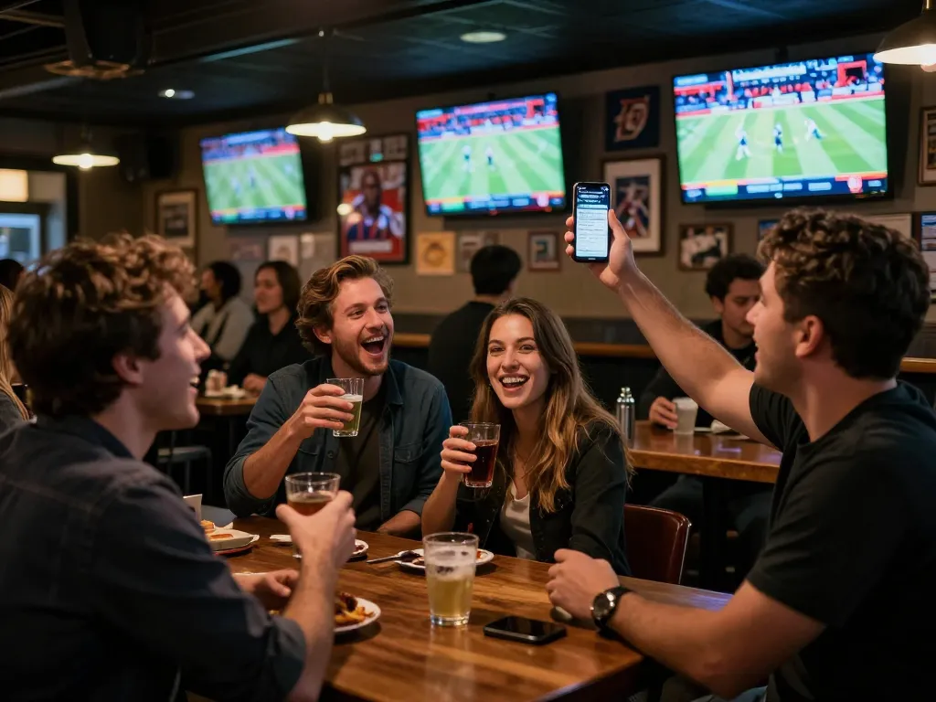 Watch patrons excitedly engage in sports betting with https://www.bdtk66.one/ apps at lively sports bar