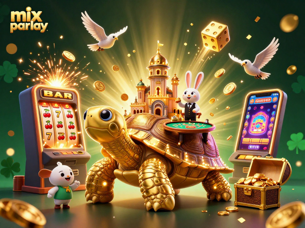 Experience the thrill of betting with mix parlay, featuring a vibrant 3D casino illustration.