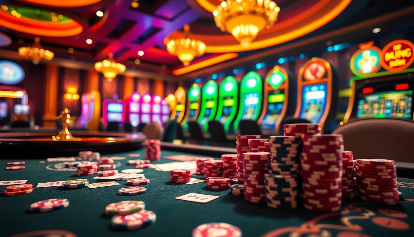 SODO66 online gaming experience with luxurious casino atmosphere featuring vibrant poker chips and cards.