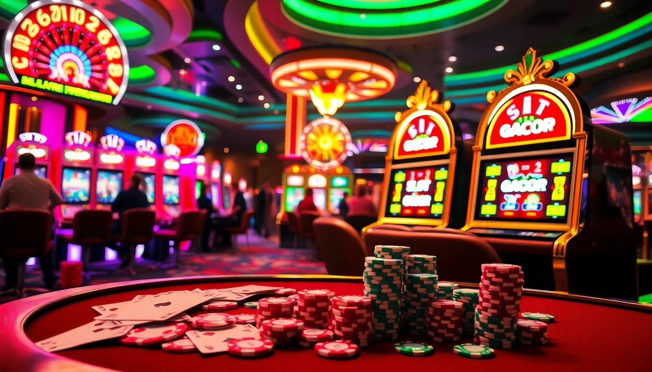Players enjoying exciting games at a luxury casino with slot gacor machines featured prominently.