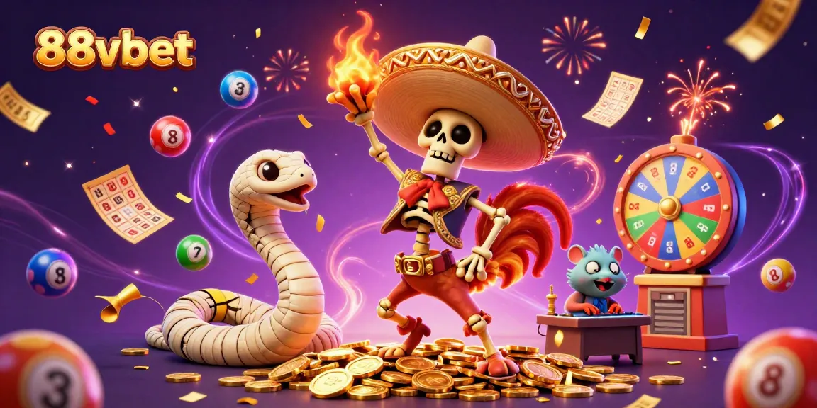 88vbet brings vibrant gaming energy with cartoon characters celebrating winnings in a lively casino atmosphere.