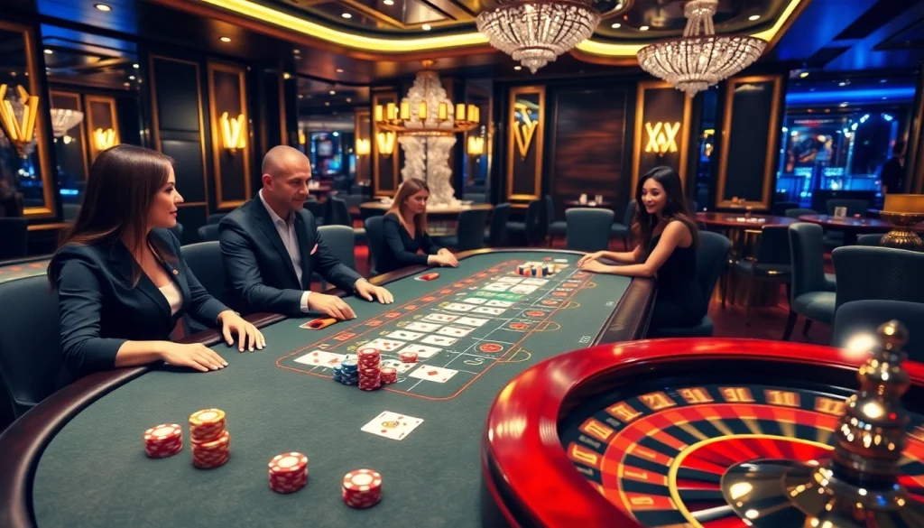 Players strategizing at a blackjack table in the luxurious XX 88 casino ambiance.