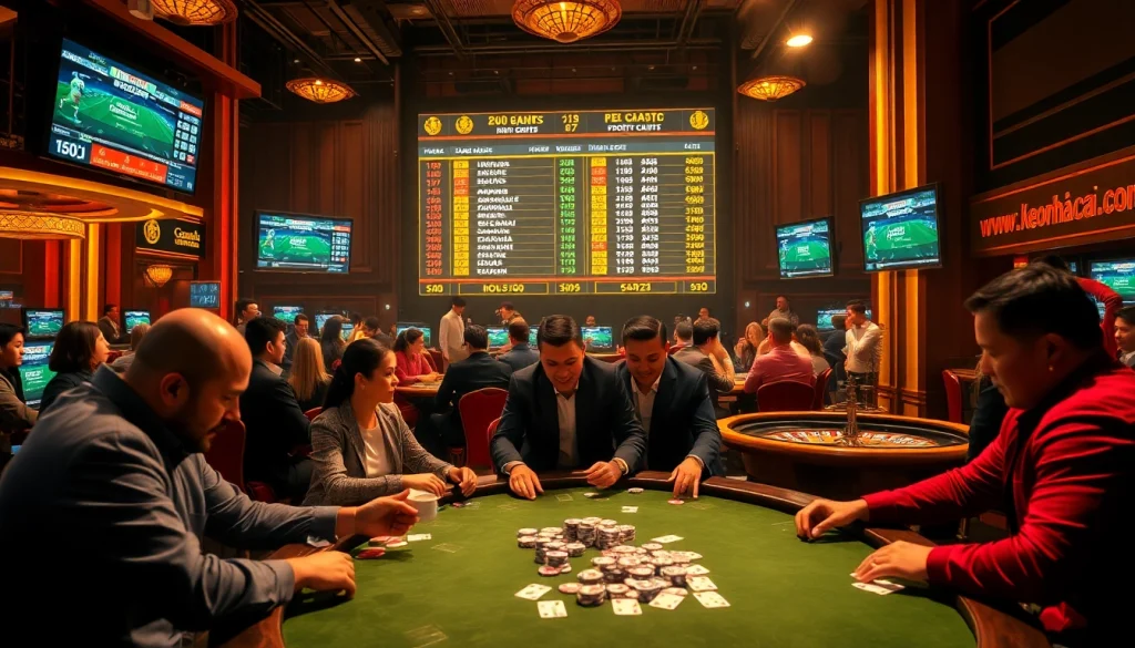Experience the action of sports betting at https://keonhacai.deal/ with engaged players analyzing odds and strategies.