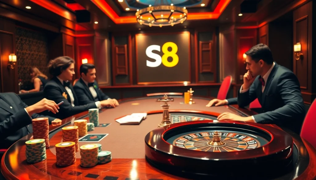 Experience thrilling poker action at S8, with chips flying and games at their peak.