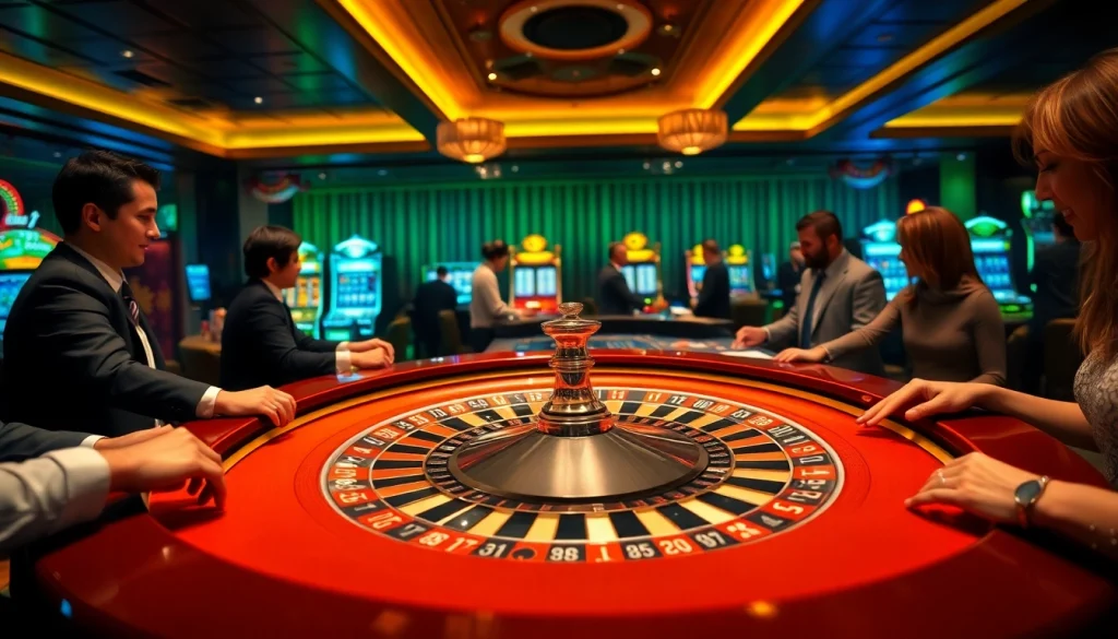KJC LGBT community engaging in exciting casino games at a luxurious roulette table.