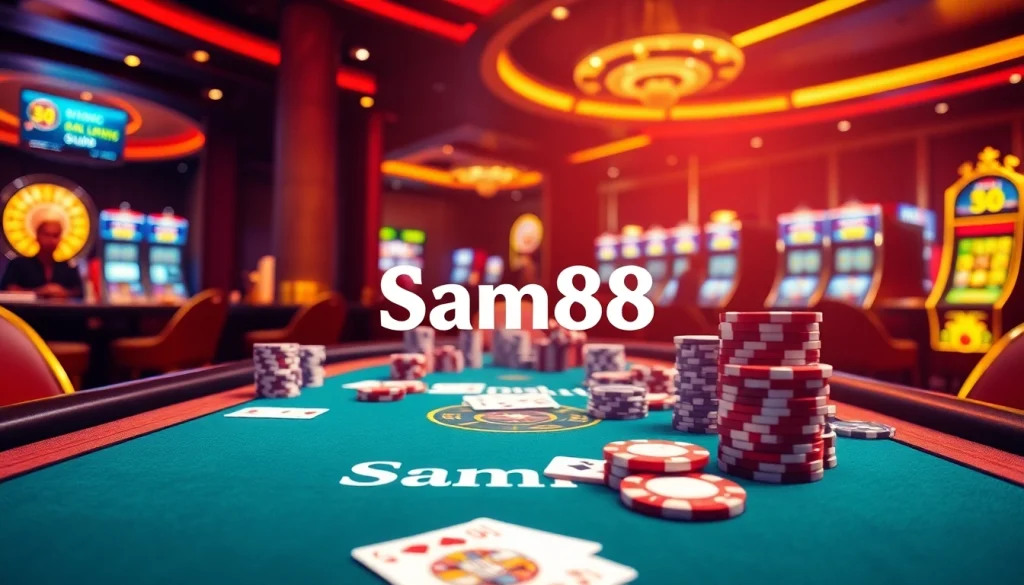 Players enjoying high-stakes poker and slot games at Sam86's professional online casino.