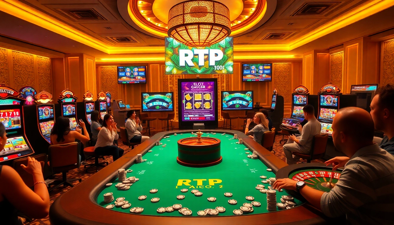 Engaging players analyze RTP Slot Gacor on vibrant casino tables filled with excitement.