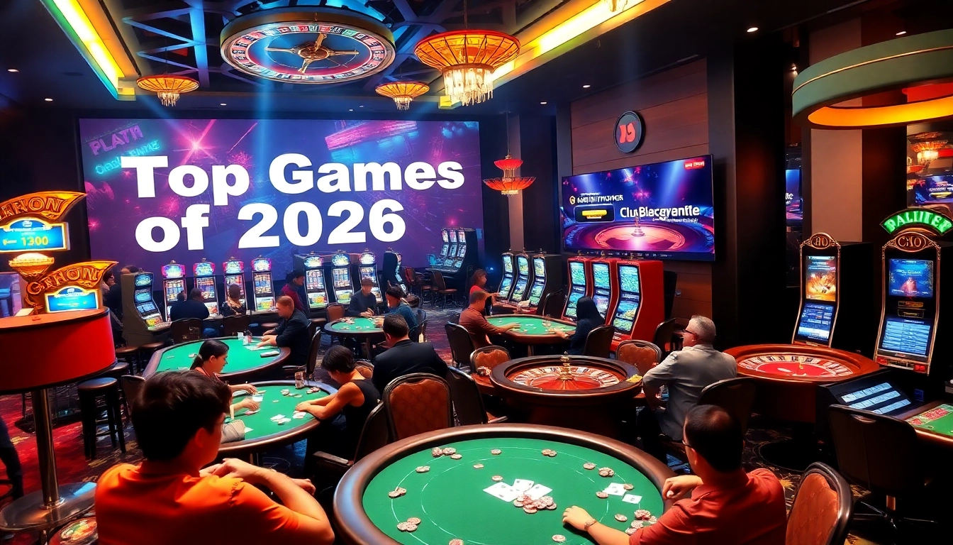 Exciting casino atmosphere showcasing players at tables, integrated with https://gamebaidoithuong.coffee/ online interface.