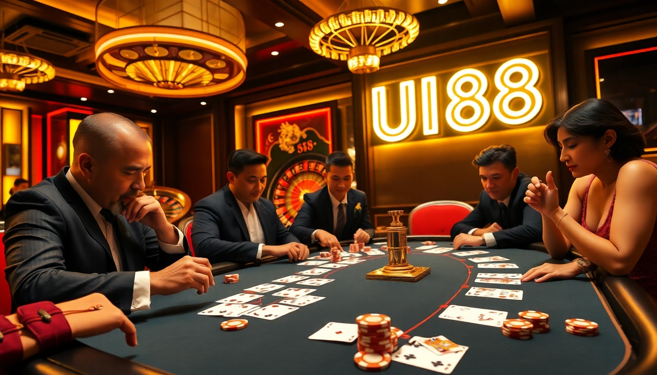 Excitement at the poker table with players at UU 88, showcasing a dynamic gaming experience.