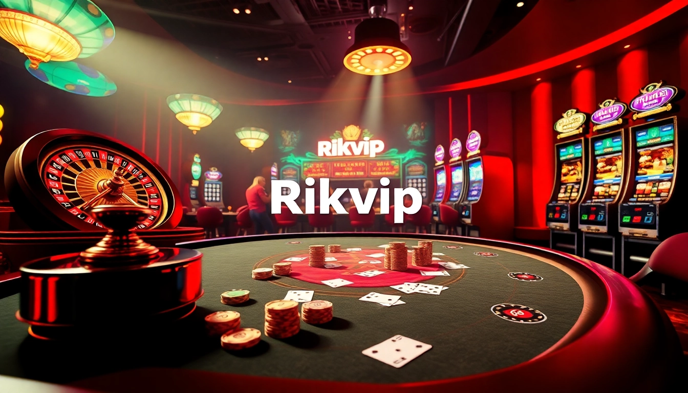 Gamblers enjoying immersive online gameplay at Rikvip, featuring vibrant casino tables and engaging interfaces.