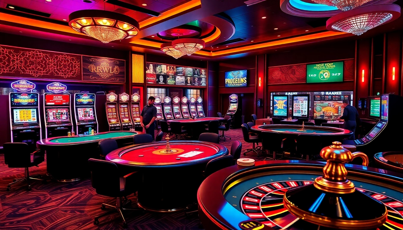 Engaging casino action at rr88k1 com showcasing vibrant slot machines and professional poker play.